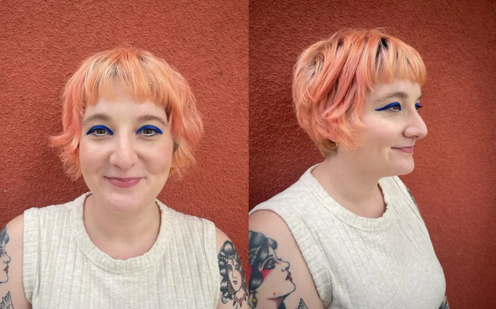 shoulder wavy chestnut layers shown as a baby bangs idea
