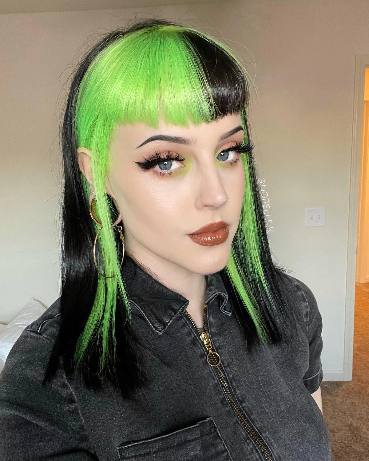 chest straight fashion color with micro fringe shown as a baby bangs idea