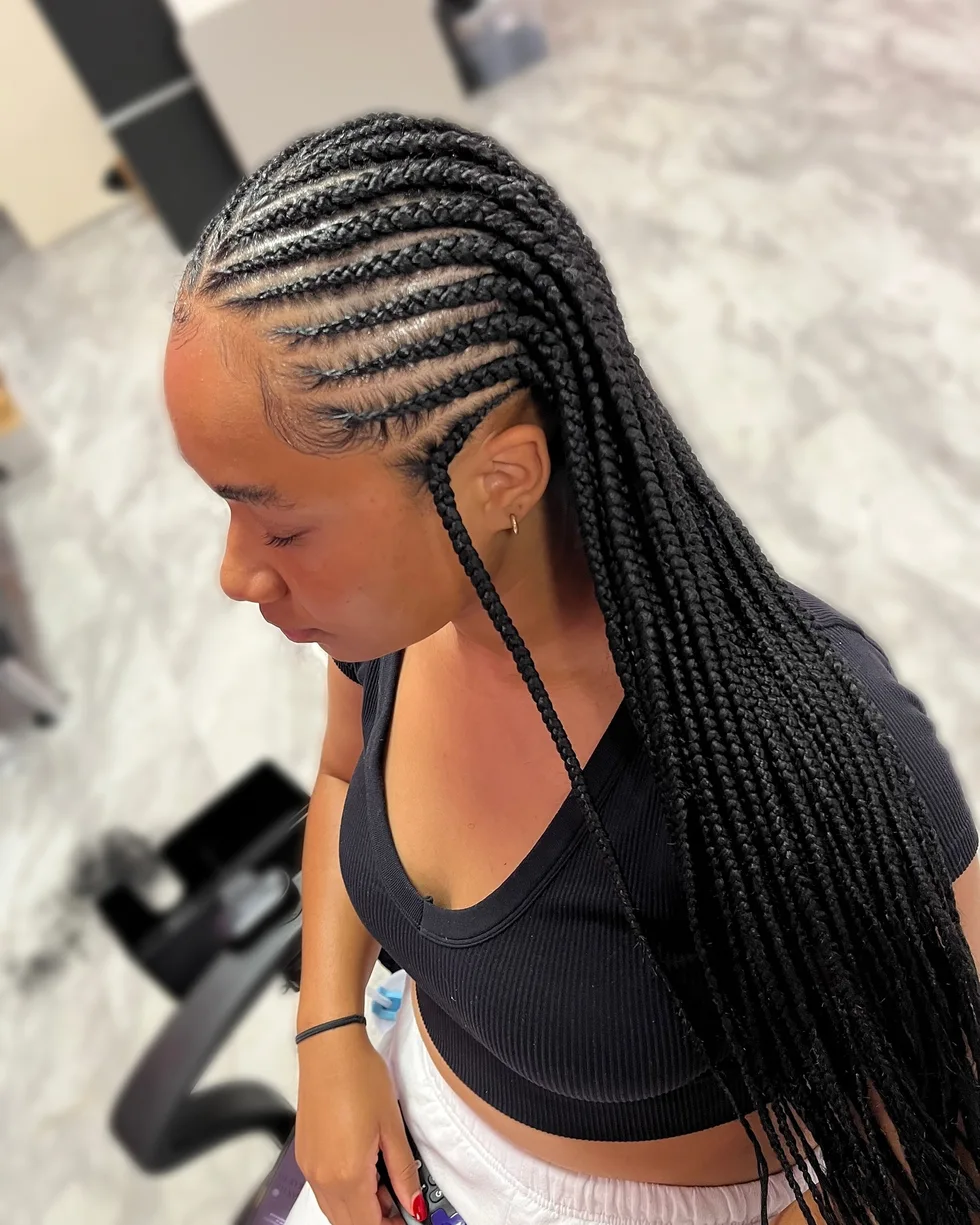 waist braids black knotless shown as a box braids hairstyles styling ideas idea