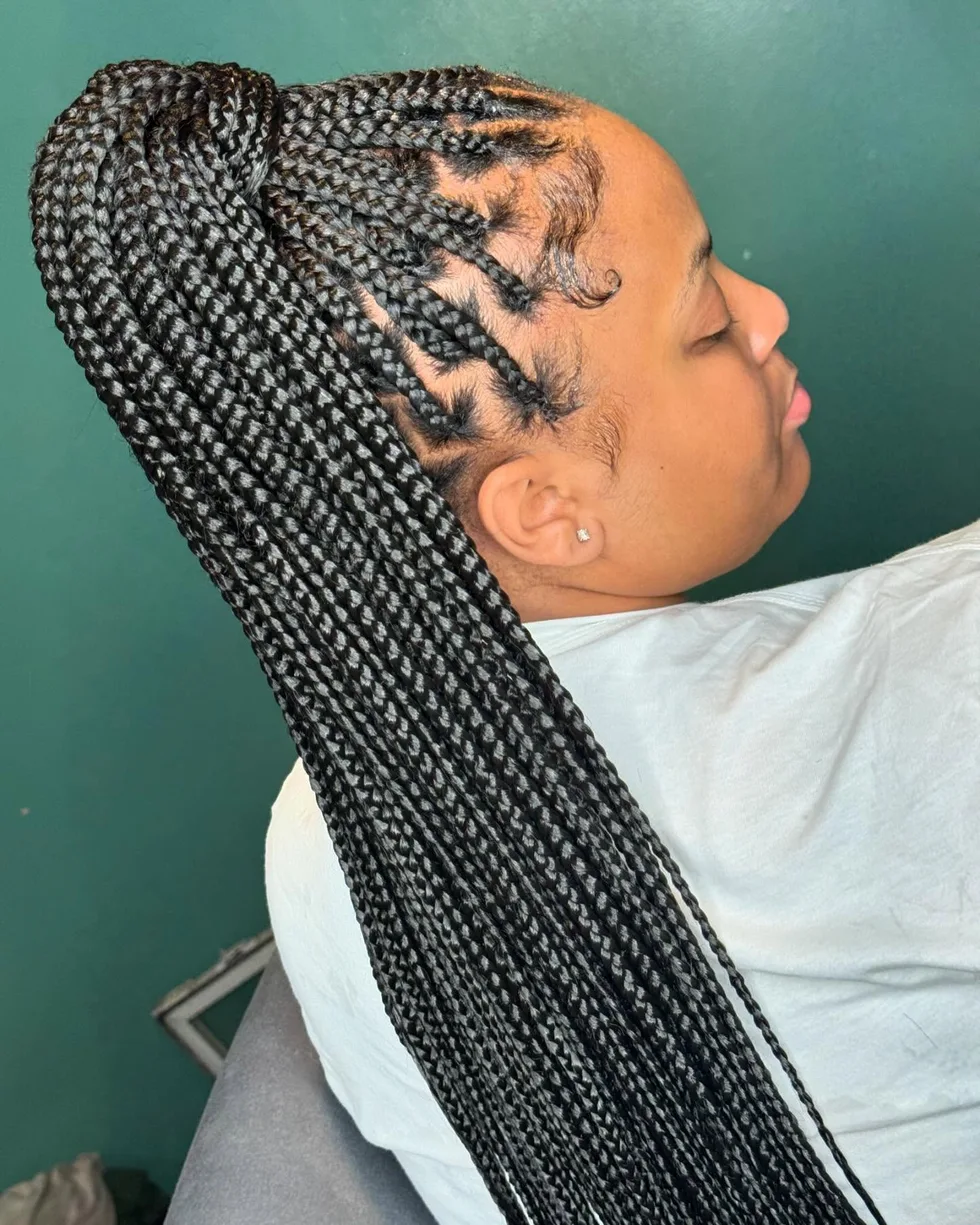 chest braids black knotless shown as a box braids hairstyles styling ideas idea