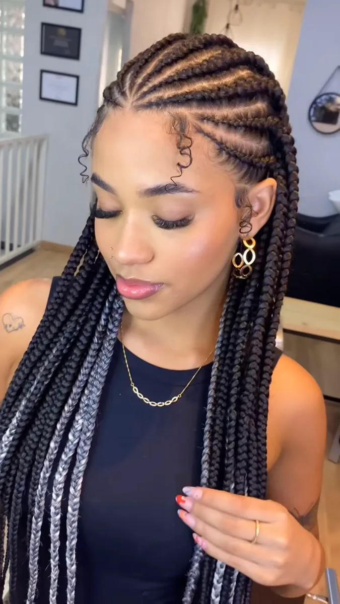 chest braids black knotless shown as a box braids hairstyles styling ideas idea, featuring chest outline