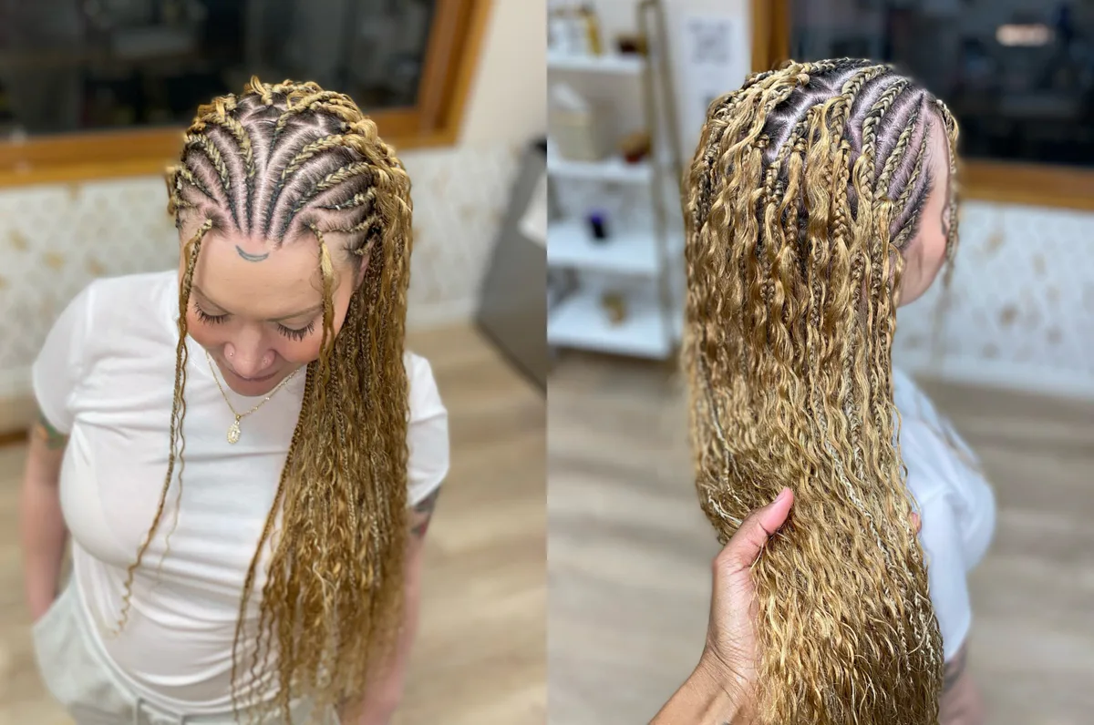 waist braids honey knotless shown as a box braids hairstyles styling ideas idea