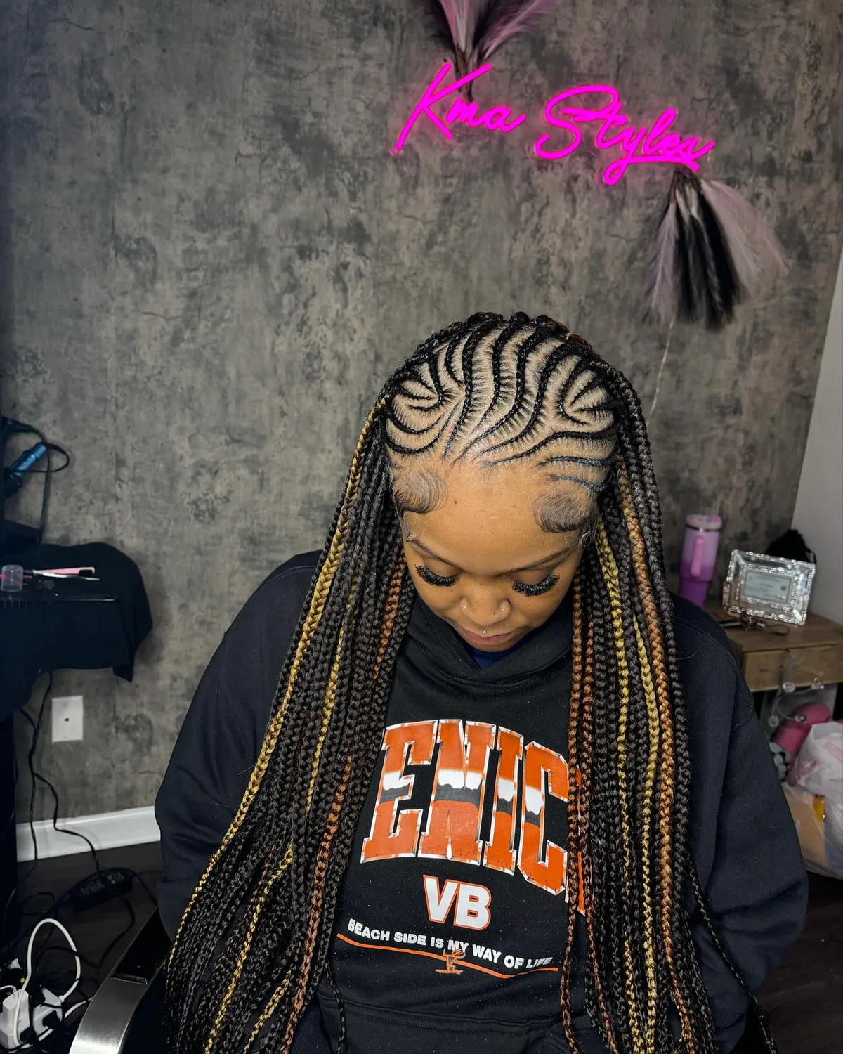 waist braids black knotless shown as a box braids hairstyles styling ideas idea, featuring knotless braid pattern