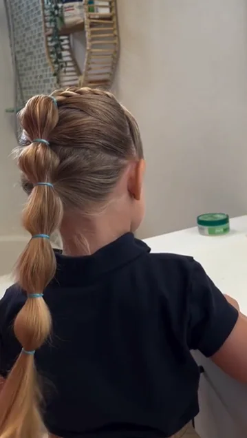 chest straight chestnut french shown as a bubble braid ponytail hairstyles idea