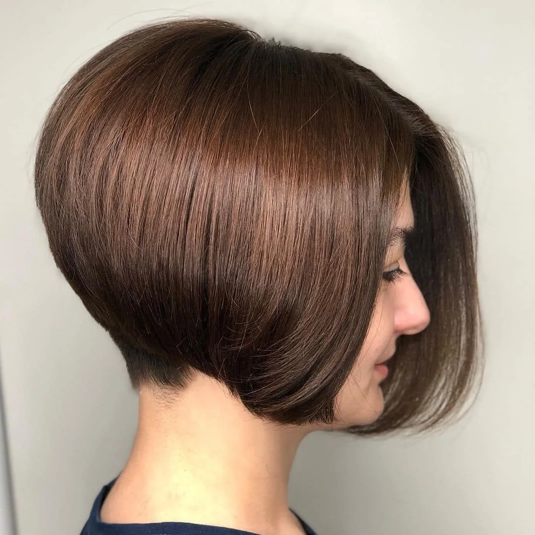 Copper rounded choppy bob for fine hair with lifted neck-length shape