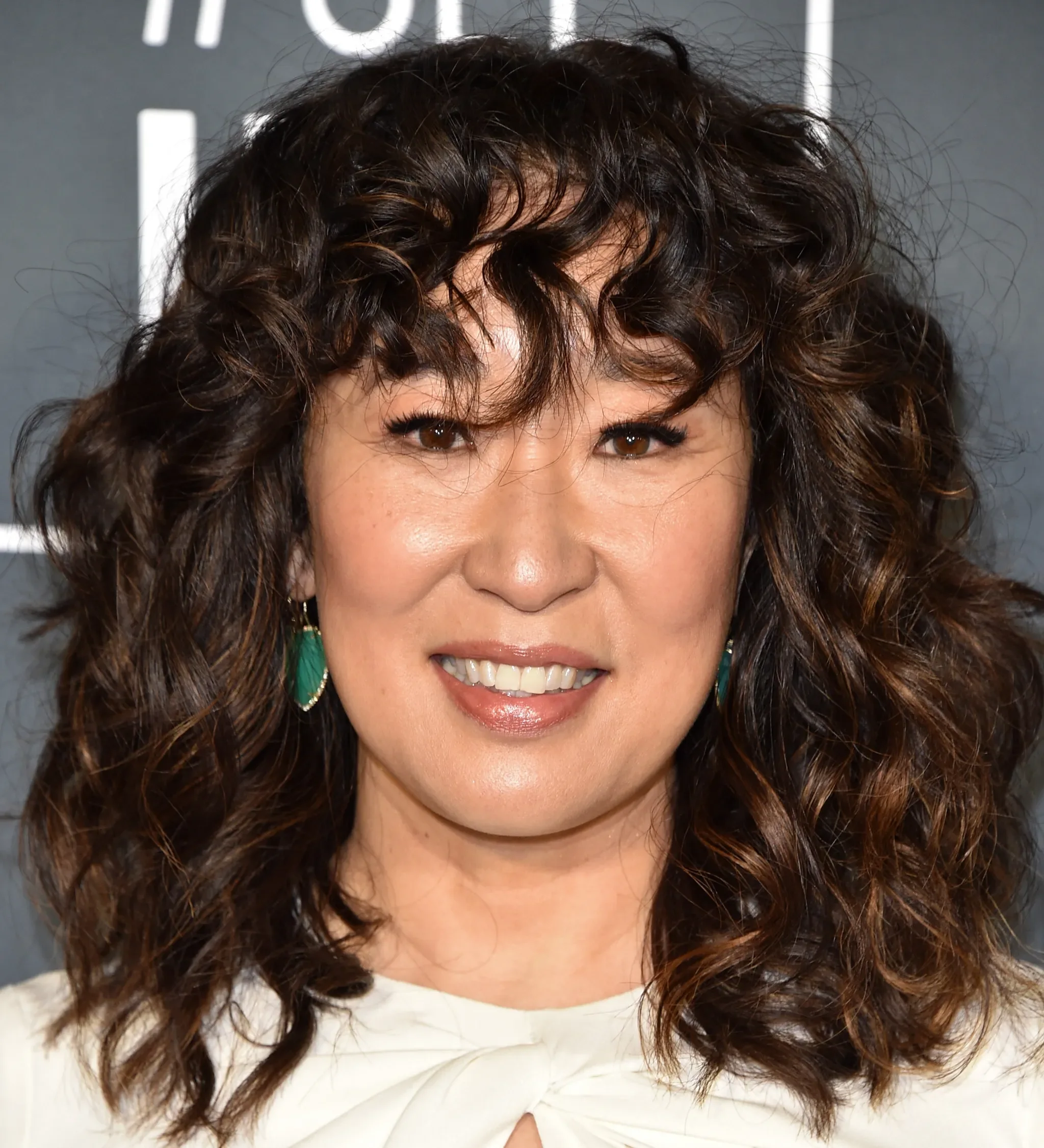 shoulder curly brunette shag with curly fringe fringe shown as a curly hairstyles ideas idea, featuring curly texture