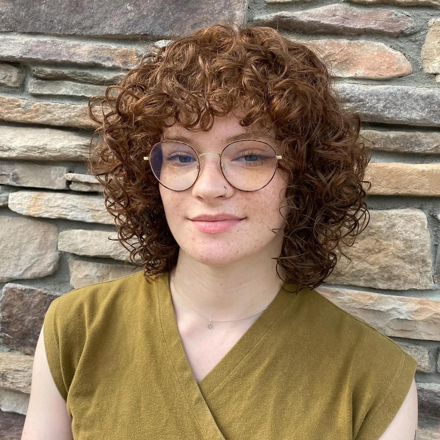 shoulder curly brunette shag with curly fringe fringe shown as a curly hairstyles ideas idea, featuring curly fringe fringe
