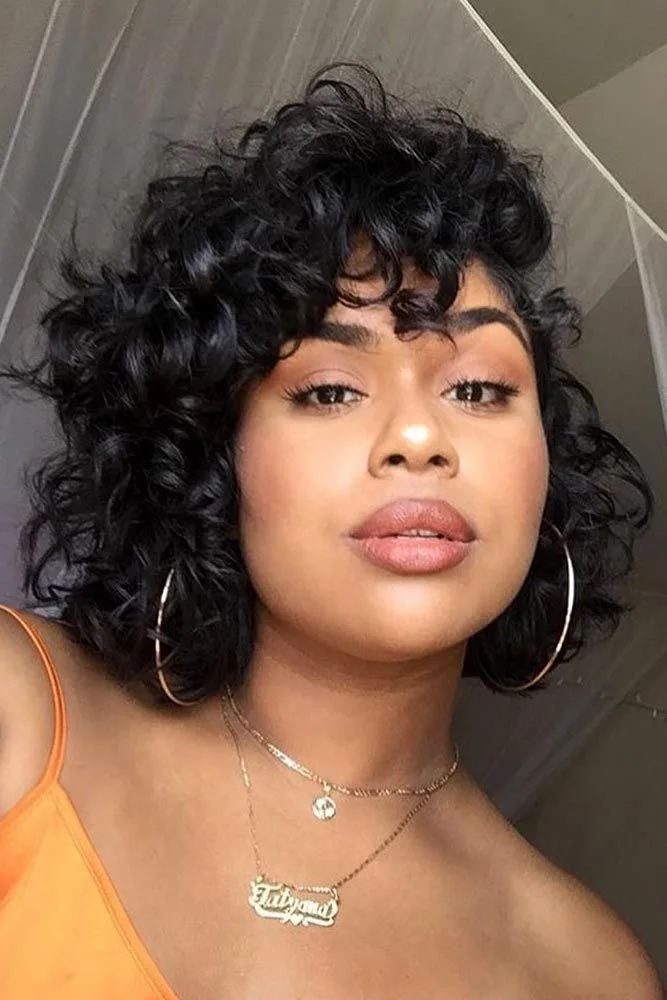 ear curly black curly bob with curly fringe fringe shown as a curly hairstyles ideas idea