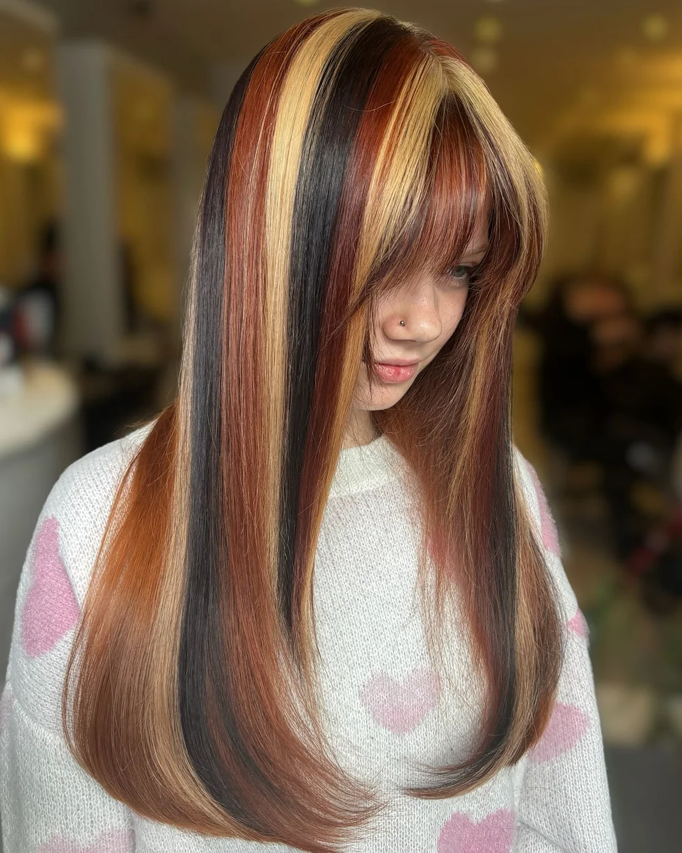 chest straight copper layers with curtain fringe shown as a dark brown color ideas idea