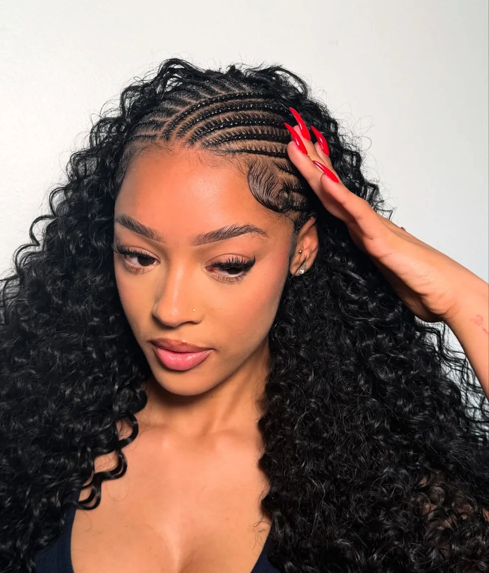 shoulder curly chestnut curly style shown as a easy sidebraid hairstyles idea