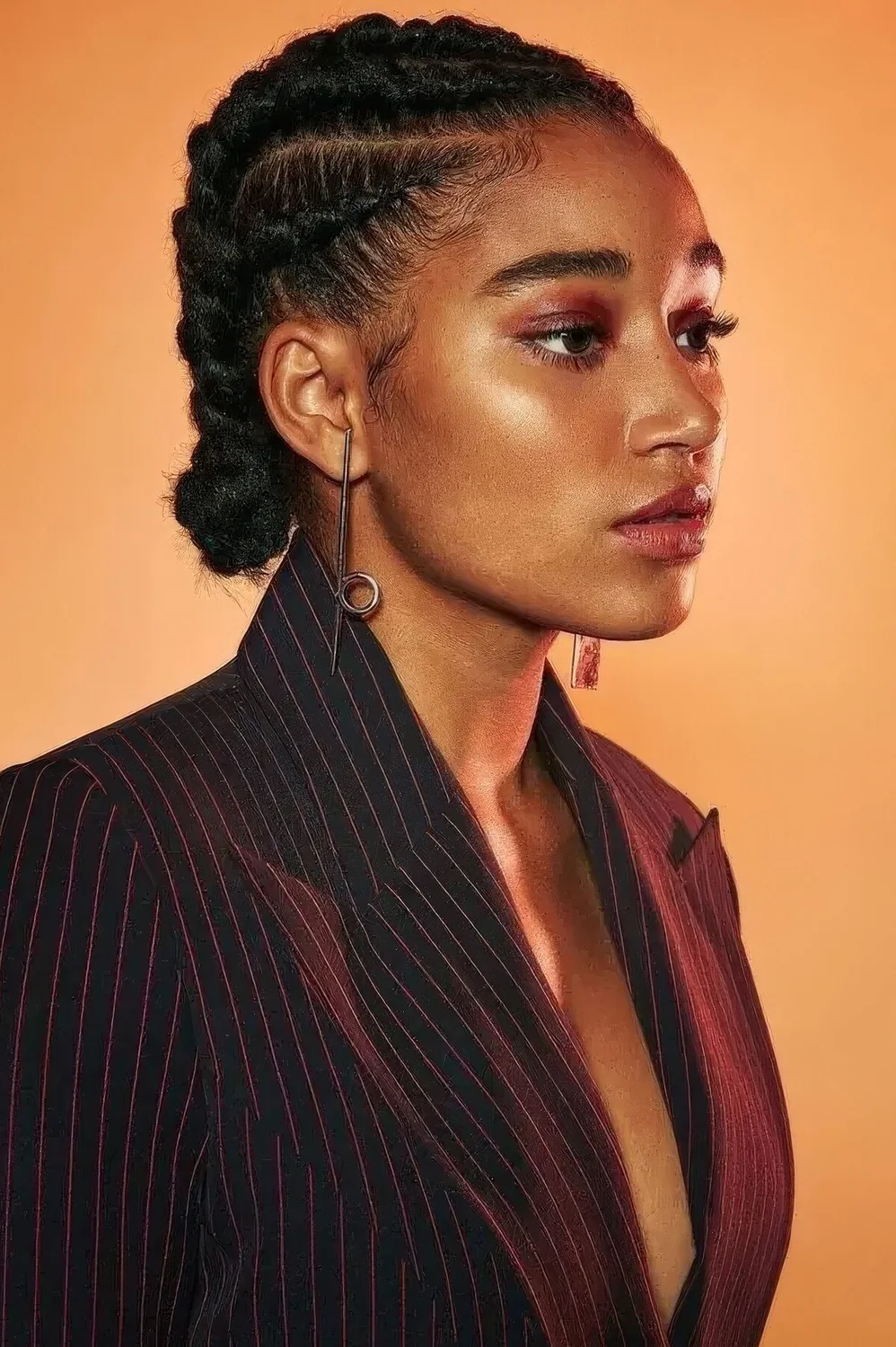 Braided low bun plus a French braid top and sides look very chic and cool and such a hairstyle.