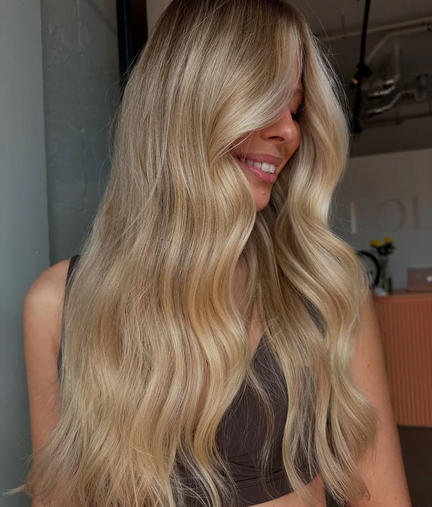 waist wavy honey layers shown as a hairstyles for going out idea