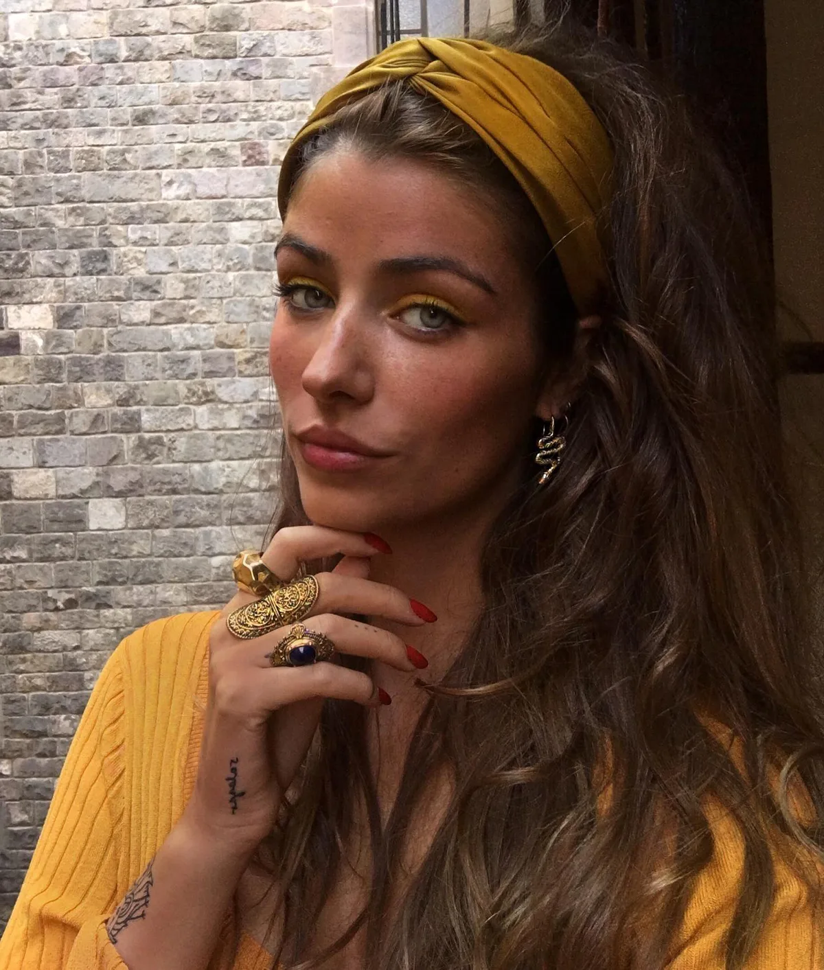 chest wavy brunette accessory style shown as a headband hairstyles idea