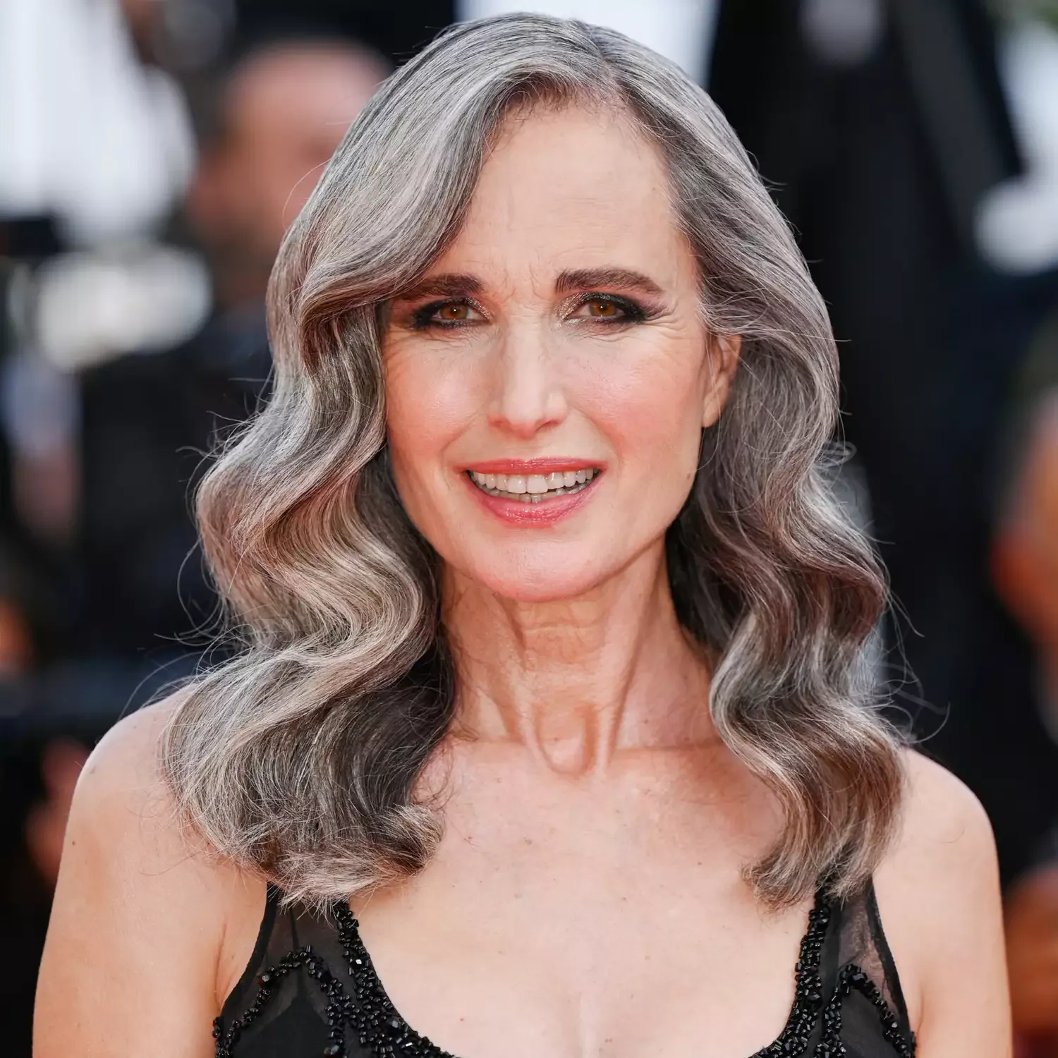 chest wavy gray layers shown as a hollywood waves idea