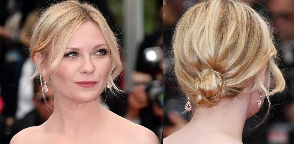 chest wavy honey updo shown as a mother of the bride hairstyles idea