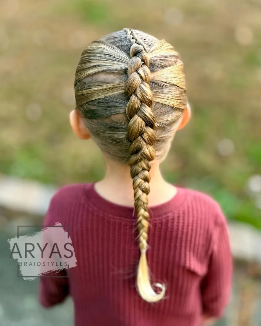 chest straight brunette french shown as a school hairstyles idea, featuring center part