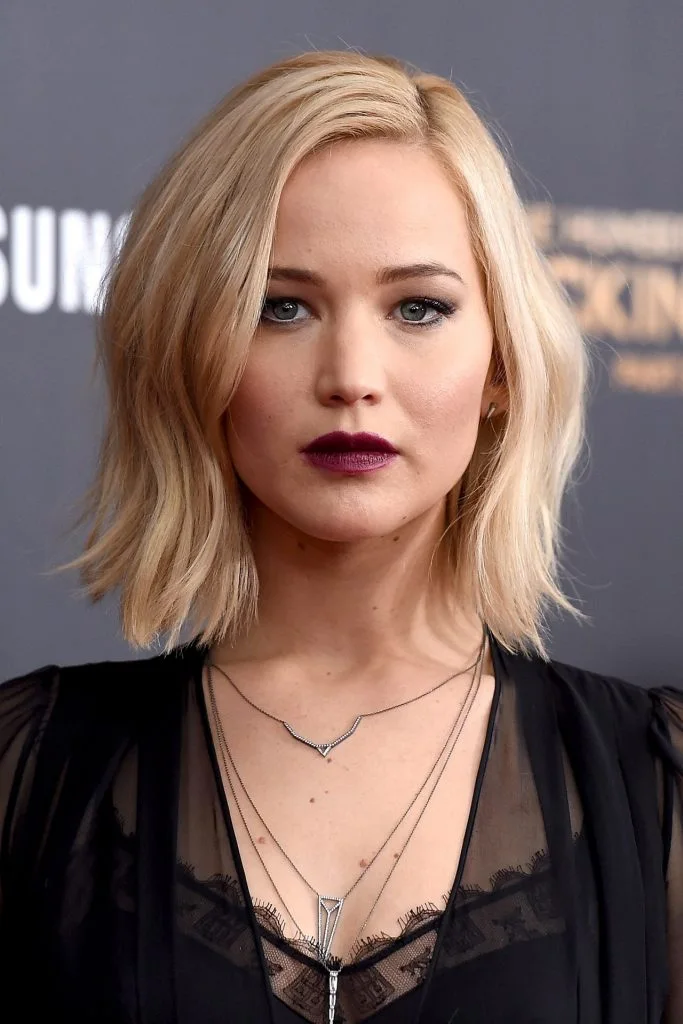 neck straight blonde lob shown as a shaggy lob idea