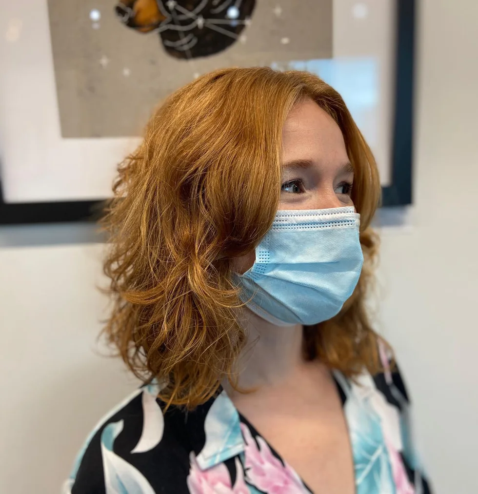 chest wavy burgundy color shown as a short butterfly haircuts idea
