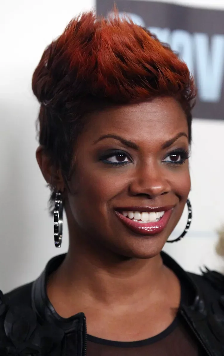 Copper cropped pixie with lifted top texture for fine hair