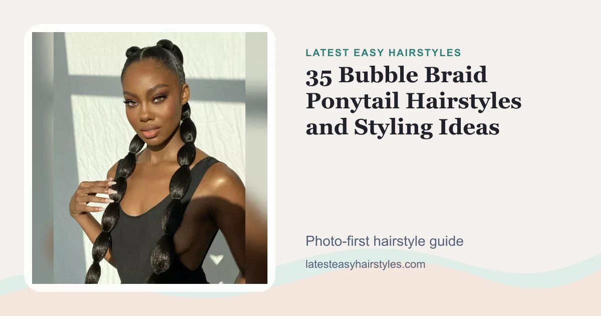 35 Bubble Braid Ponytail Hairstyles and Styling Ideas social preview with a real hairstyle photo