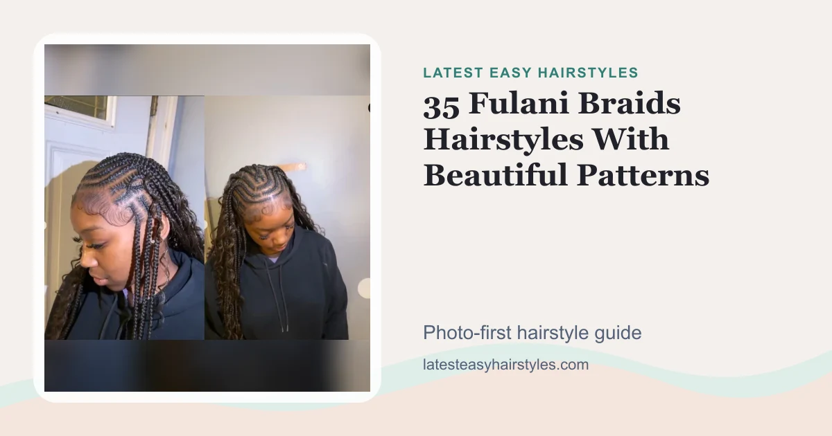 35 Fulani Braids Hairstyles With Beautiful Patterns social preview with a real hairstyle photo
