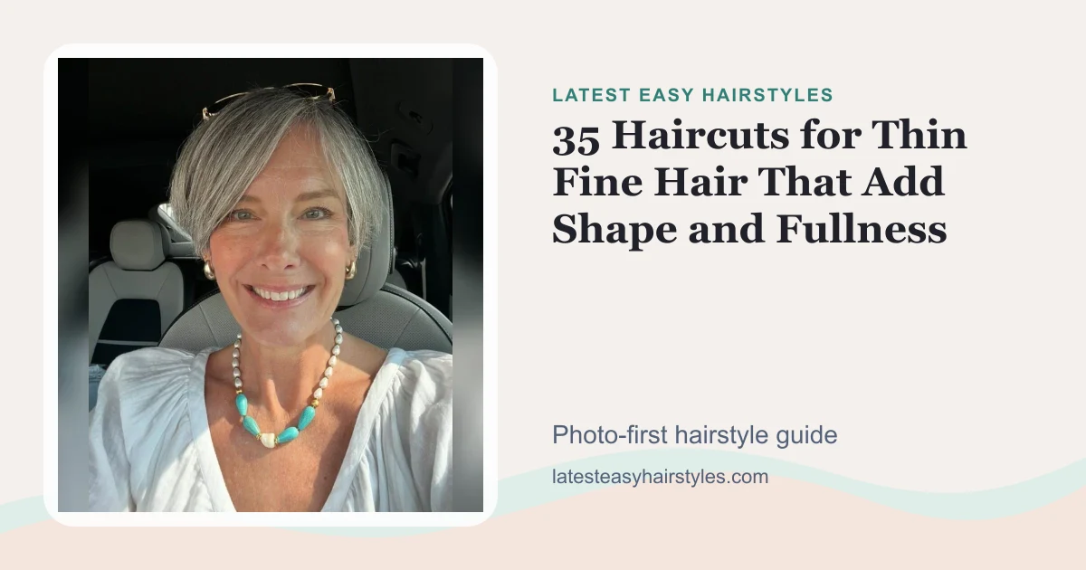 35 Haircuts for Thin Fine Hair That Add Shape and Fullness social preview with a real hairstyle photo