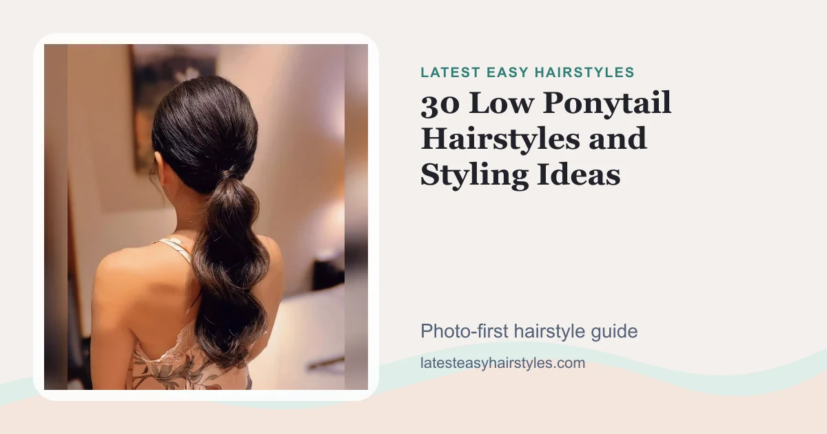 30 Low Ponytail Hairstyles and Styling Ideas social preview with a real hairstyle photo
