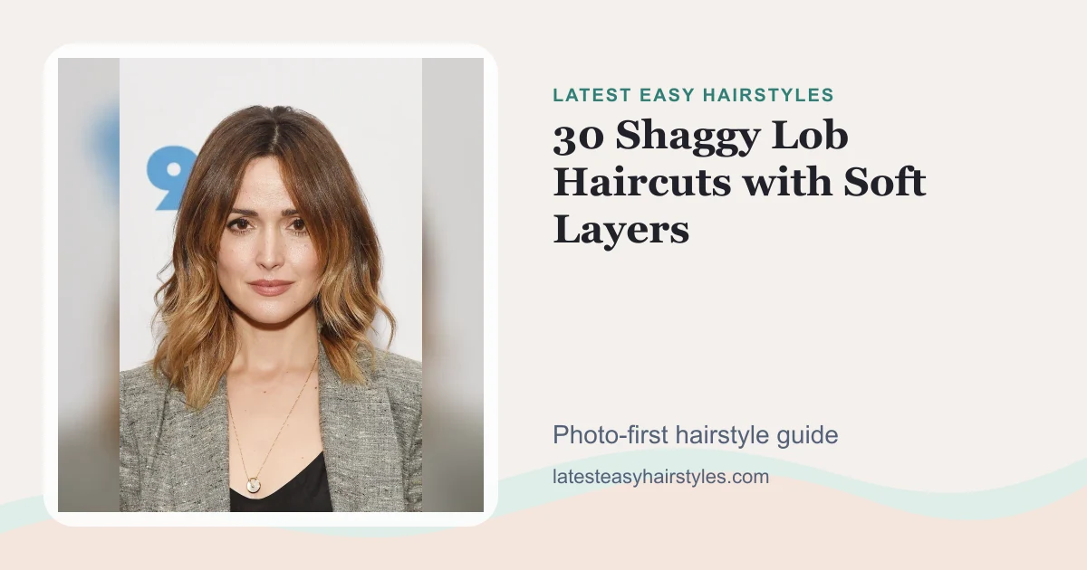 30 Shaggy Lob Haircuts with Soft Layers social preview with a real hairstyle photo