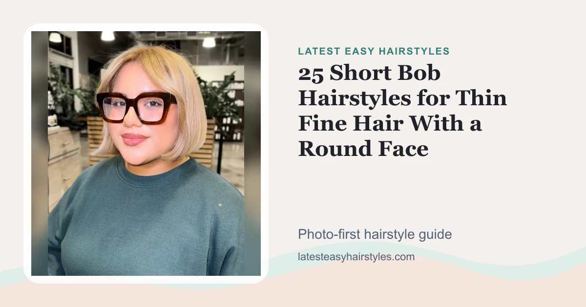 25 Short Bob Hairstyles for Thin Fine Hair With a Round Face social preview with a real hairstyle photo
