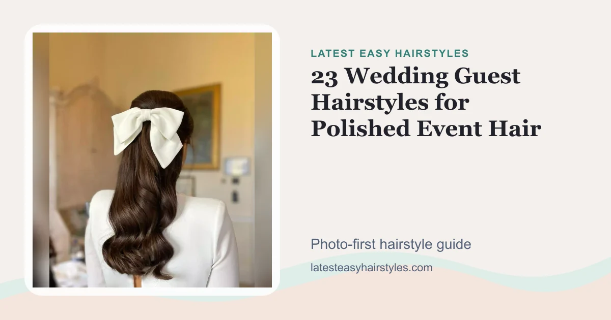 23 Wedding Guest Hairstyles for Polished Event Hair social preview with a real hairstyle photo
