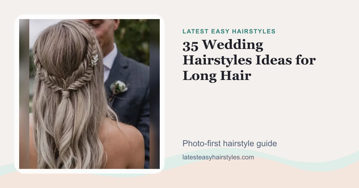 35 Wedding Hairstyles Ideas for Long Hair social preview with a real hairstyle photo