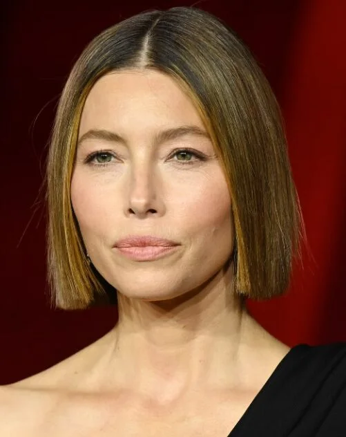 chin straight chestnut bob shown as a thin hair bob idea, featuring volume through the low volume, shown in blunt brunette chin bob