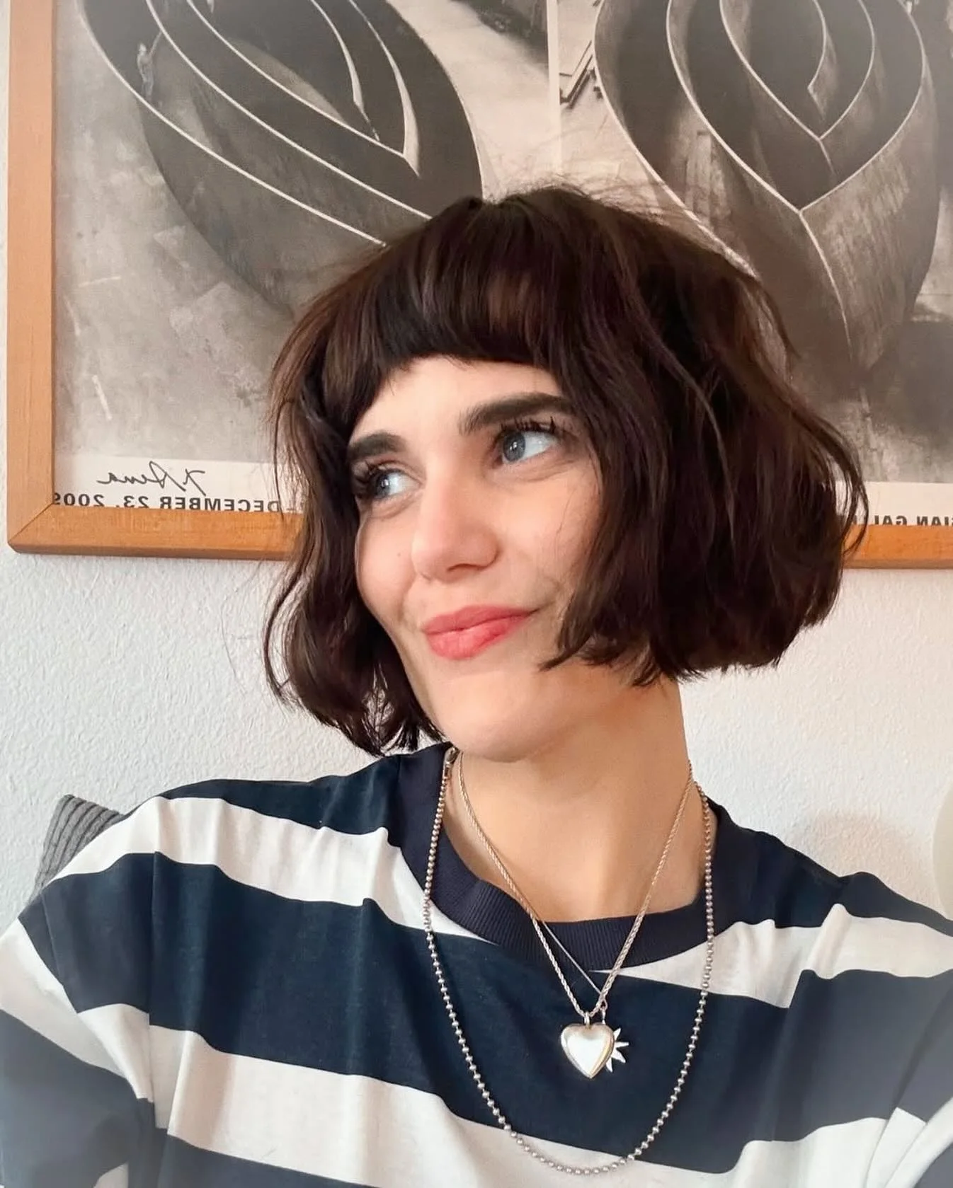bob straight brunette bob with micro fringe shown as a thin hairstyles round face idea