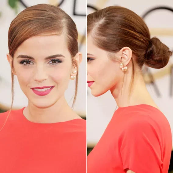 copper low wedding updo with red straight hair styled as an updo for fine thin hair