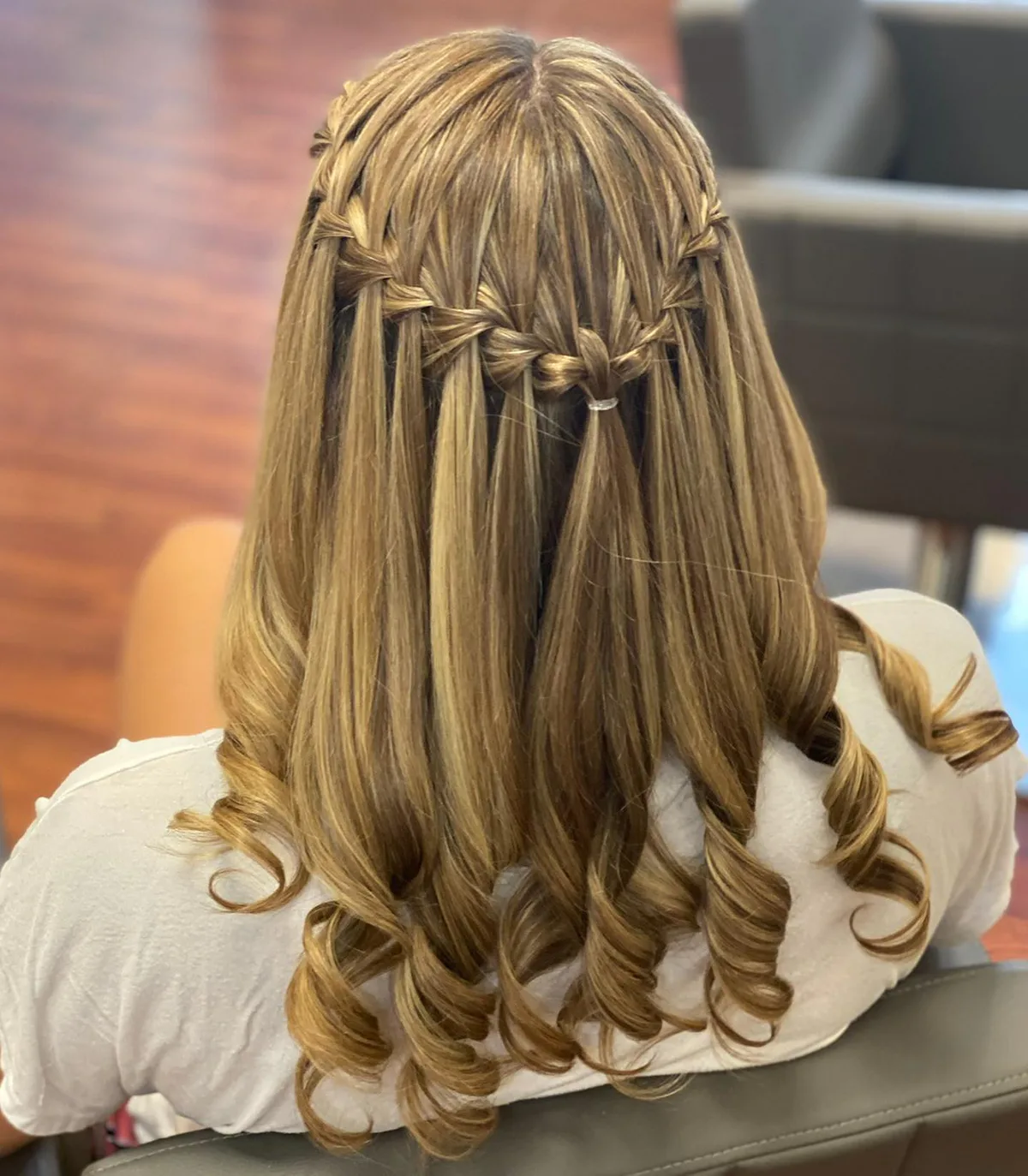 chest braids blonde braid shown as a waterfall hairstyles idea, featuring braids texture